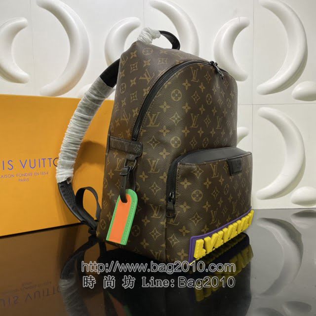 Louis Vuitton新款男包 M57965 路易威登2021秋季系列Discovery双肩包 立体乳胶LV字母贴饰 LV男士后背包  ydh4175